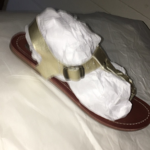 Steve Madden Braided Thong Gold Leather Sandals - Picture 2 of 5